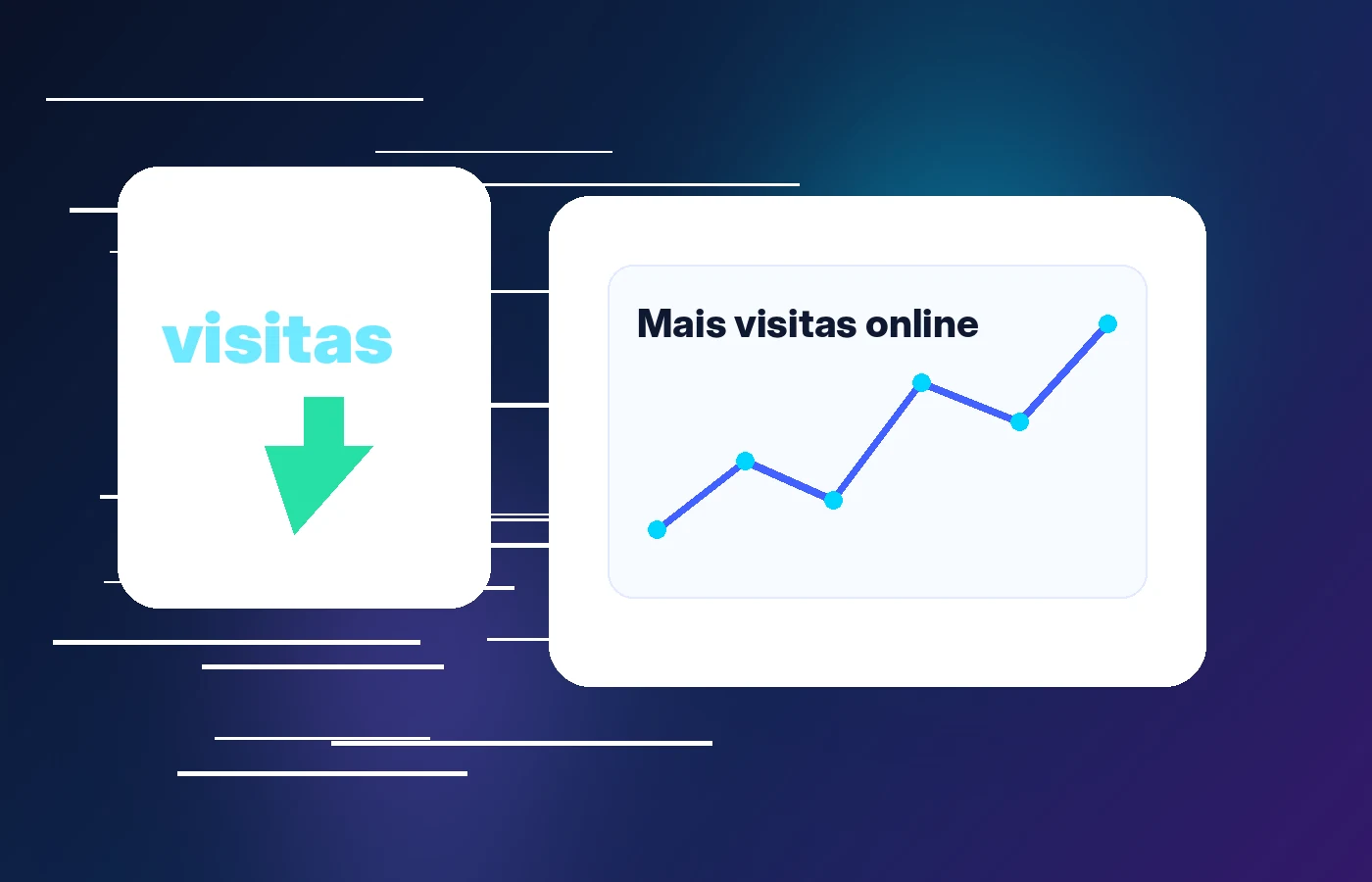 Ilustração de aumento de visitas online para site com gráfico ascendente